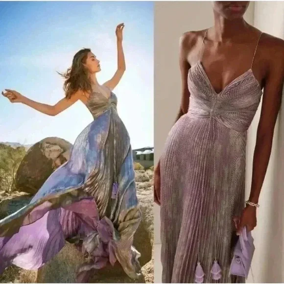 $997 Alexis Womens Purple Spaghetti Strap Sweetheart Neck Lined Maxi Dre… - Picture 1 of 16